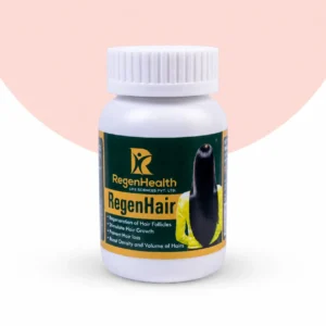 RegenHair hair growth supplement bottle by RegenHealth Life Sciences.